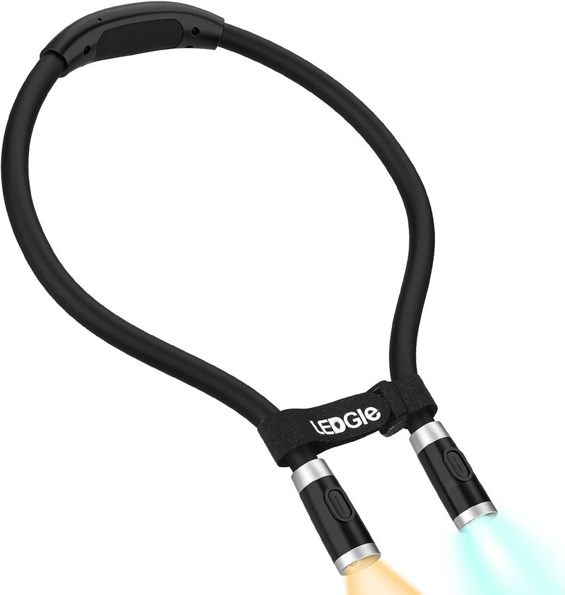 LEDGLE LED Neck Reading Light, Book Light for Reading in Bed, 3 Color Temperatures 6 Adjustable Brightness 1600K 3500K 6000K Flexible Neck Lights for Knitting Reading Crocheting Repairing (Black) - Image 1